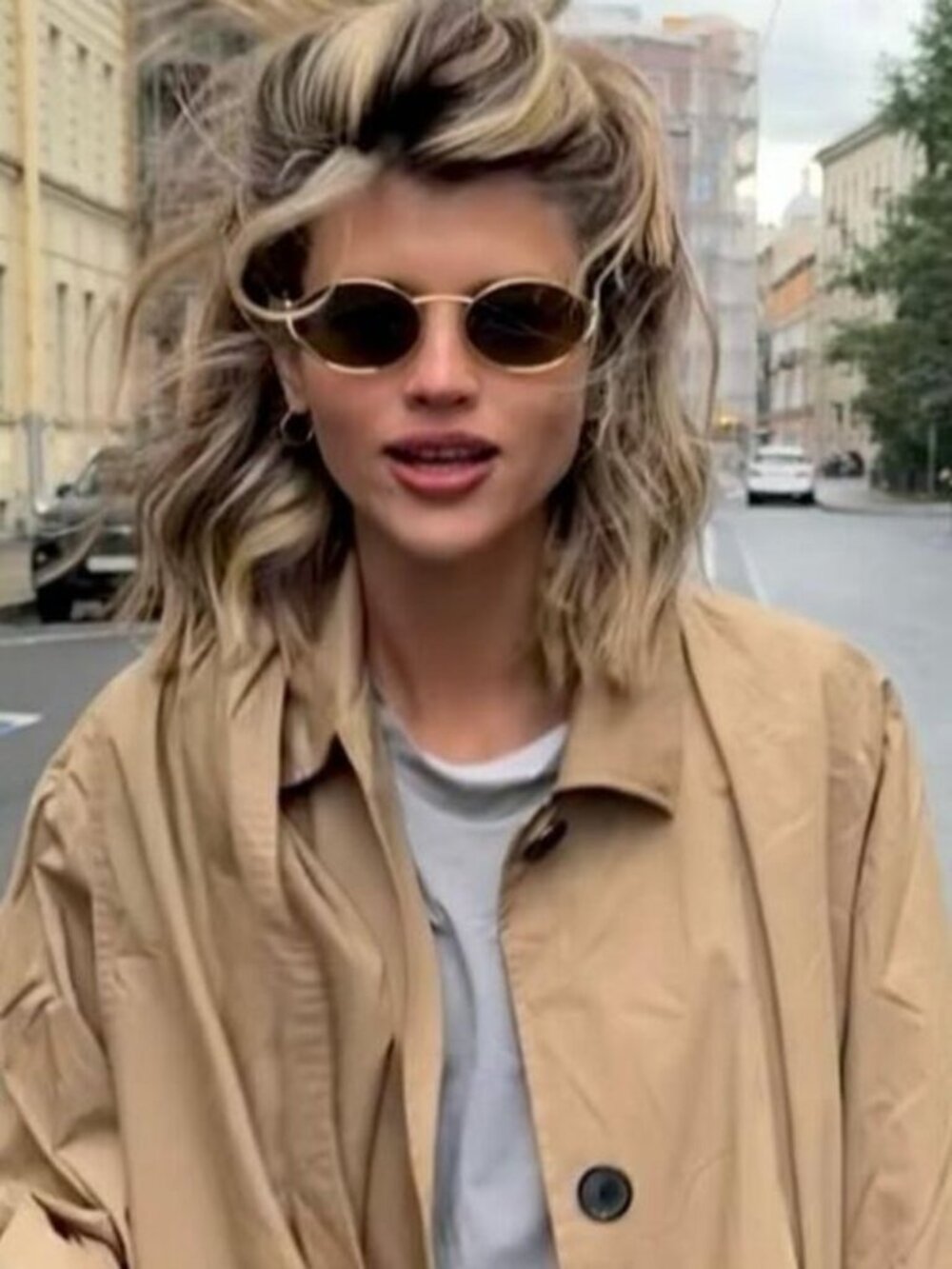 Miu Miu MU52YS 7OE01T Sunglasses Brass Gold Oval Frame, Dark Brown Lenses